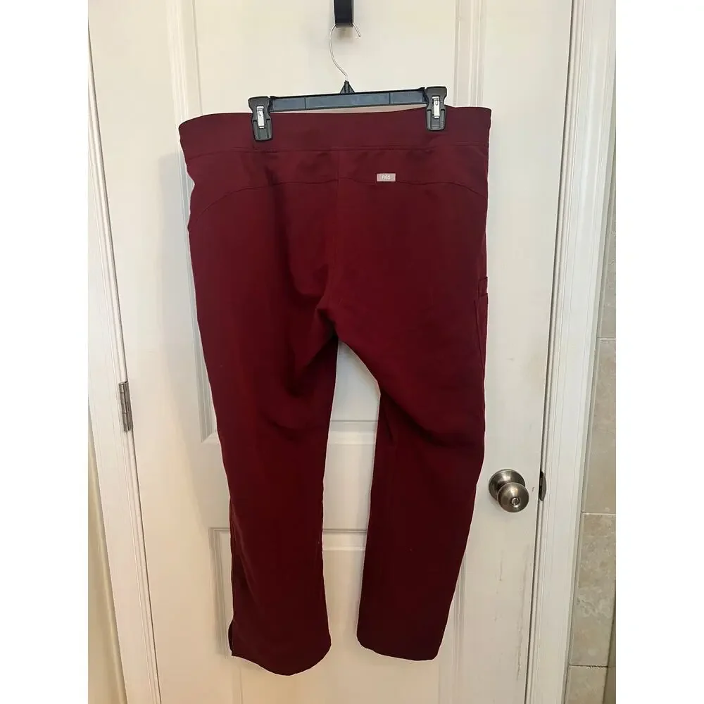 Figs Cairo Cargo Scrub Pants Burgundy Men's XL Elastic Waist Straight Medical